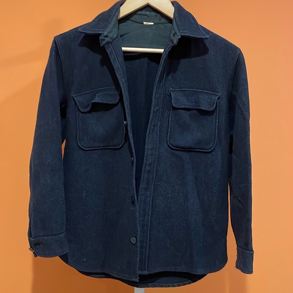 Vintage wool shacket dark navy medium women/small men - Picture 1 of 5